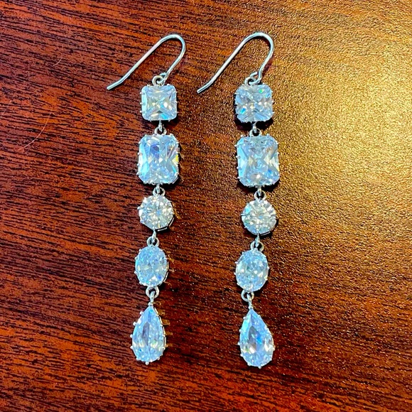 Kenneth Jay Lane Cubic Zirconia Drop Earrings; 3” - Picture 2 of 7